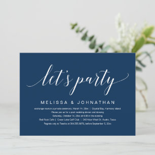 Let's Party, Wedding Elopement Party Celebration Invitation