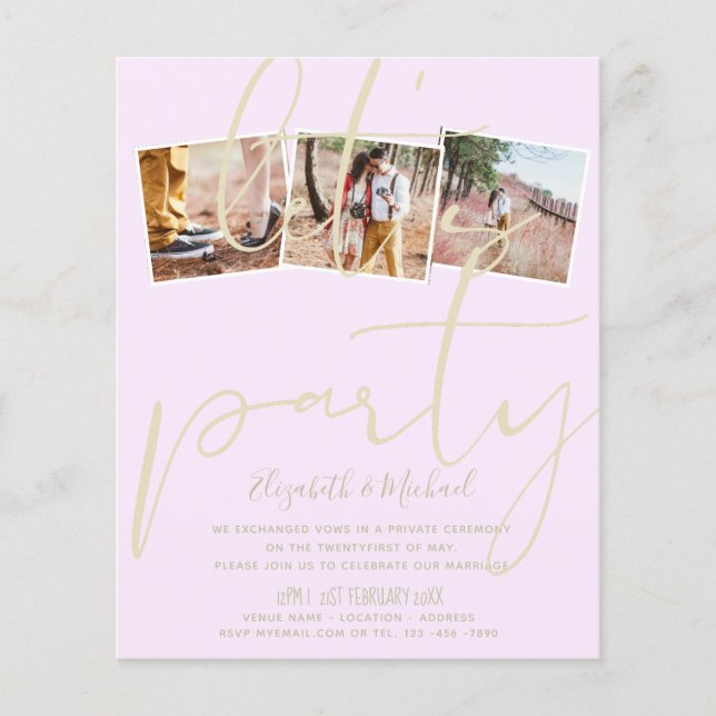 Let's Party Wedding Reception Announcement Eloped (Front)