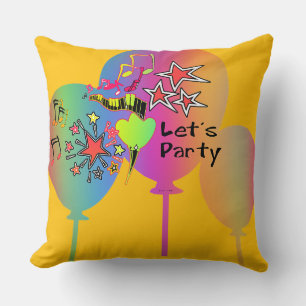 Let's Party Yellow Decorative Fun Cushion