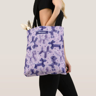 Let's paw-ty! // party shape bendable balloon dog tote bag