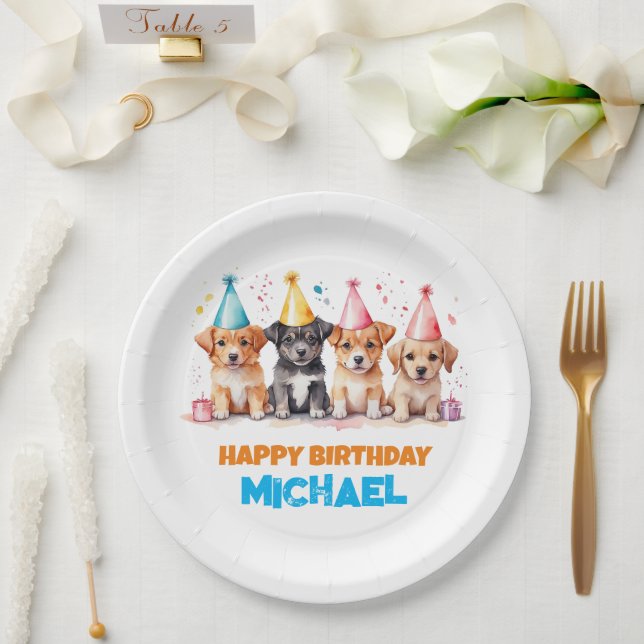 Lets Paw-ty Puppy Dog Birthday Party Paper Plate (Wedding)