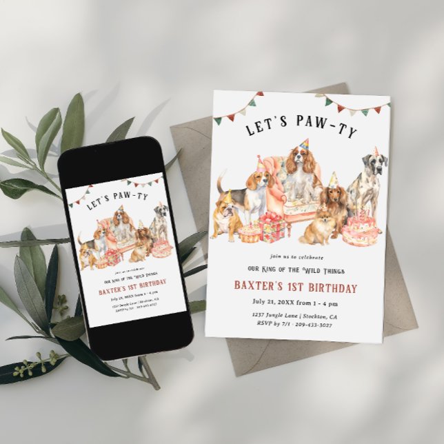 Let's Paw-ty | Puppy Pet Birthday Party Invitation (Creator Uploaded)