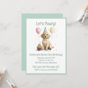Let's Pawty Birthday Labrador Retriever Dogs Invitation