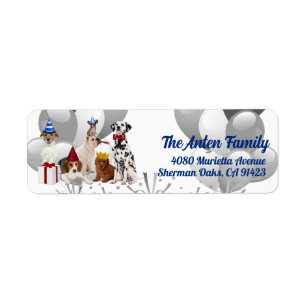 Lets PAWty Birthday Party Dogs Return Address Return Address Label