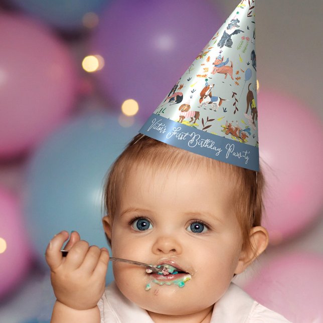 Lets Pawty Blue Dog Puppy Birthday Party Hat (Lets Pawty Blue Dog Puppy Birthday Party Party Hat)