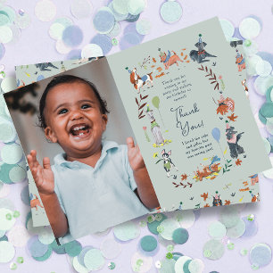 Lets Pawty Blue Dog Puppy Birthday Party Thank You Card