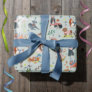 Lets Pawty Blue Dog Puppy Birthday Party Wrapping Paper