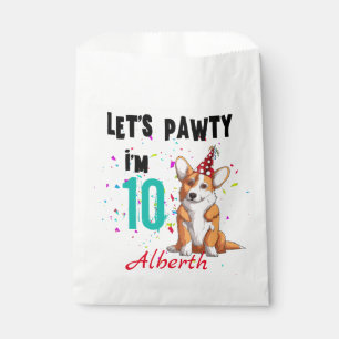 Let's Pawty Boy or Girl Birthday Party Custom  Favour Bag