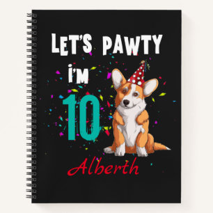 Let's Pawty Boy or Girl Birthday Party Custom  Notebook
