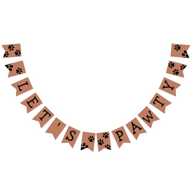 Let's Pawty Bunting Banner - Brown with Black Paws (All)