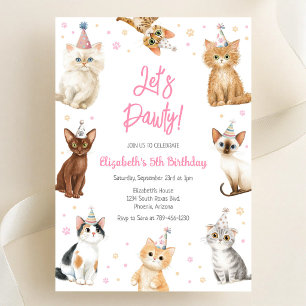 Let's Pawty Cat Kitten Birthday Party Invitation