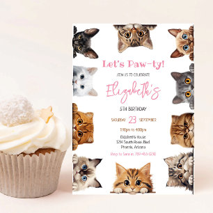Let's Pawty Cat Kitten Birthday Party Invitation