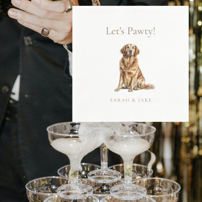 Let's Pawty! Custom Pet Wedding Cocktail Napkin (Creator Uploaded)