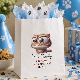 Let's Pawty! Cute Cat 2nd Birthday Party Favour Bag