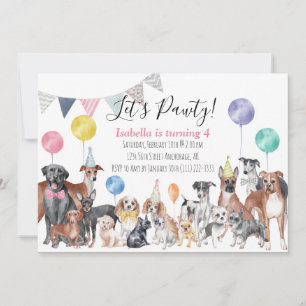 Let's Pawty Dog Birthday    Invitation