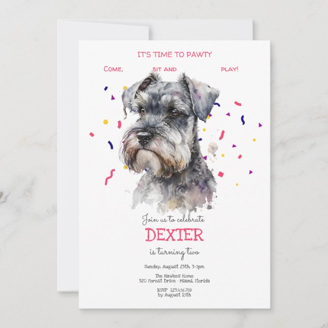 Let's pawty, dog's birthday party invitation (Front)