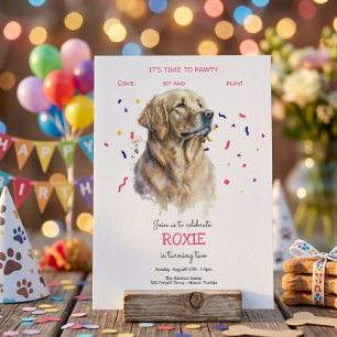 Let's pawty, dog's birthday party invitation