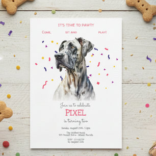 Let's pawty, dog's birthday party invitation