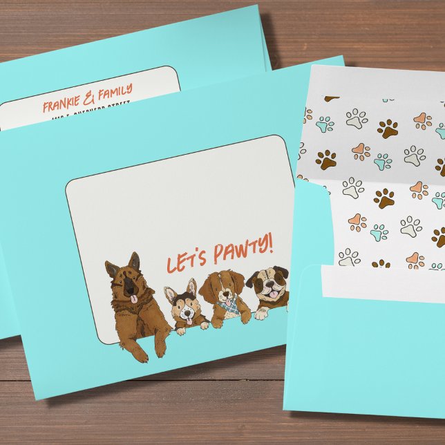 Let's Pawty Dogs Return Address Envelope (Creator Uploaded)