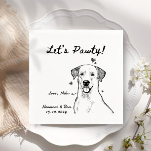 Let's Pawty Drawn Funny Dog Simple Wedding Napkin