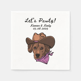 Let's Pawty Drawn Personalised Wedding Napkins