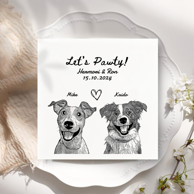 Let's Pawty Drawn Personalised Wedding Napkins (Creator Uploaded)