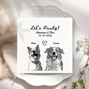 Let's Pawty Drawn Personalised Wedding Napkins