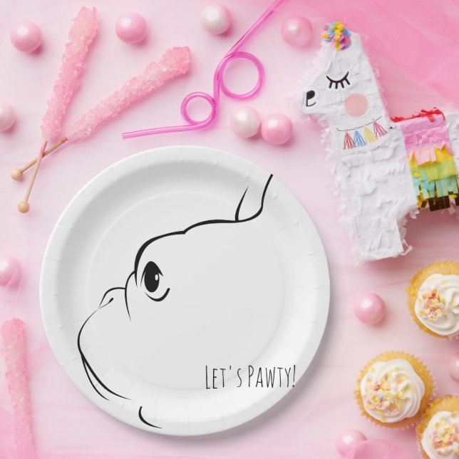 Let's Pawty French Bulldog Silhouette Paper Plates (Party)
