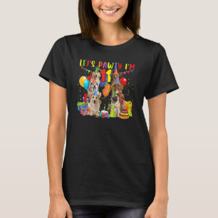 Let's Pawty I'm 11th Bday Dog  For Girl Boy Love D T-Shirt