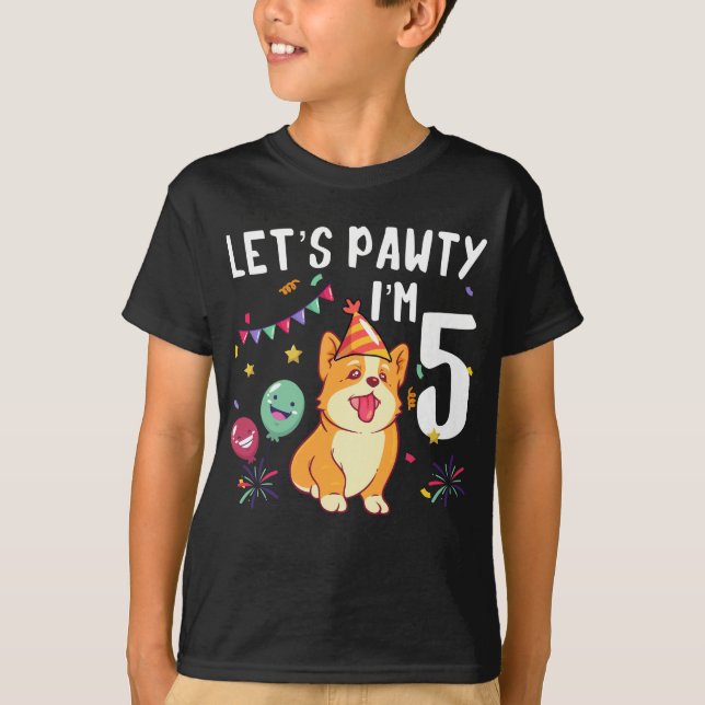 Let's Pawty I'm 5 T-Shirt (Front)