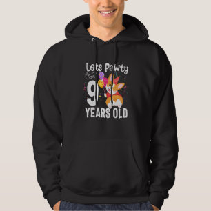 Lets Pawty I'm 9 Years Old Corgi Dog 9th Birthday Hoodie