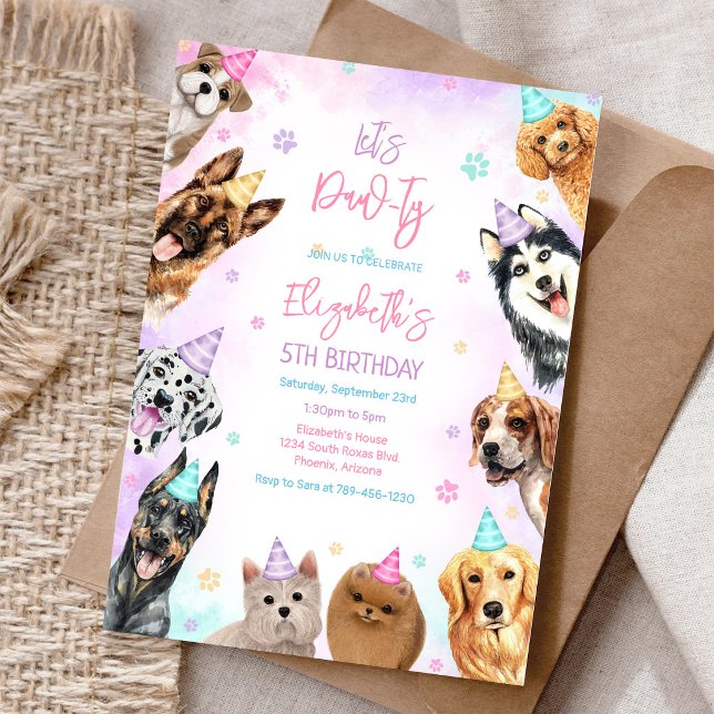 Let's Pawty Kitten Dog Puppy Birthday Invitation (Creator Uploaded)