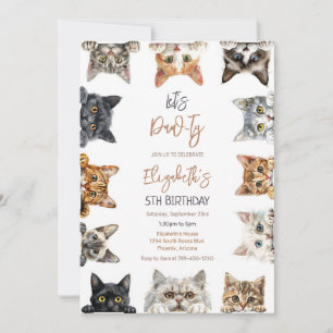 Let's Pawty Kitten Party Cat Birthday Invitation