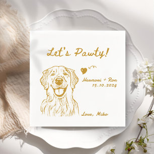 Let's Pawty Minimalist Funny Dog Simple Wedding Napkin