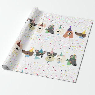 Let's Pawty, Party Dogs Confetti Birthday  Wrapping Paper