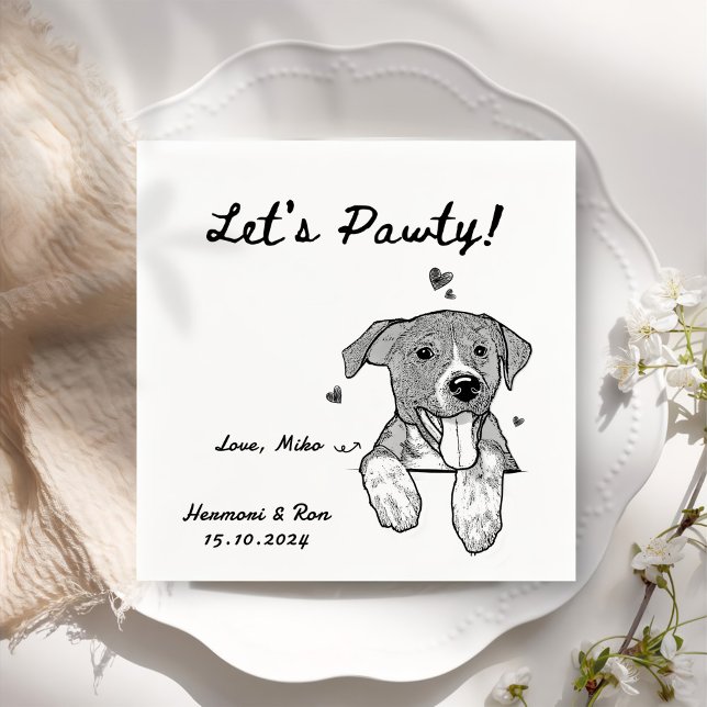 Let's Pawty Personalised Pet Simple Wedding Napkin (Creator Uploaded)