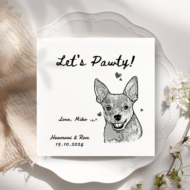 Let's Pawty Personalised Pet Simple Wedding Napkin (Creator Uploaded)