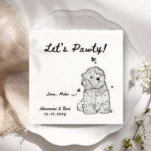 Let's Pawty Personalised Pet Simple Wedding Napkin