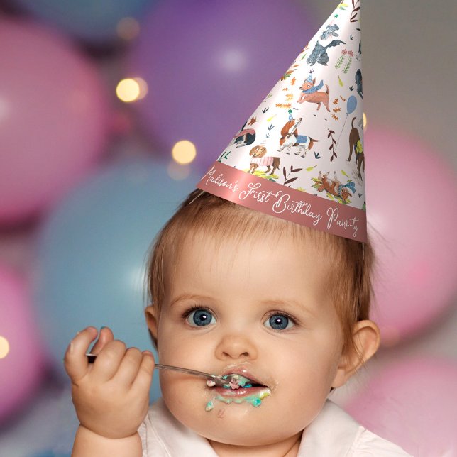 Lets Pawty Pink Dog Puppy Birthday Party Party Hat (Lets Pawty Pink Dog Puppy Birthday Party Party Hat)