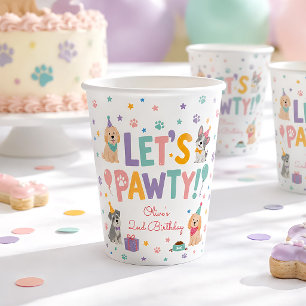 Let's Pawty Puppy Dog Theme Birthday Party Paper Cups