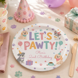 Let's Pawty Puppy Dog Theme Birthday Party Paper Plate