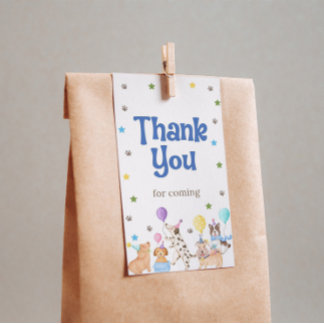 Let's Pawty Puppy Favour Tag Dog Birthday Party fo