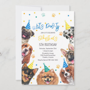 Let's Pawty Puppy Party Dog Birthday Invitation