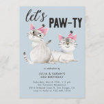 Lets Pawty Twins Joint Cat Theme Birthday Party Invitation<br><div class="desc">Cute birthday party invitation for your children's cat theme party. Illustration of two siamese cats with party hats on. The text above says "let's paw-ty!" The party information follows. Texts are easily customisable online. Great for twin's or sibling's joint birthday celebration. Works for both boys and girls.</div>