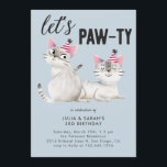 Lets Pawty Twins Joint Cat Theme Birthday Party Invitation<br><div class="desc">Cute birthday party invitation for your children's cat theme party. Illustration of two siamese cats with party hats on. The text above says "let's paw-ty!" The party information follows. Texts are easily customisable online. Great for twin's or sibling's joint birthday celebration. Works for both boys and girls.</div>