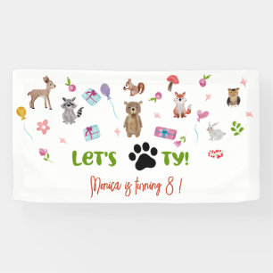 Let's pawty! wild animals kids birthday banner
