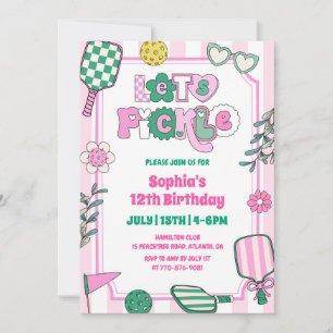 Let's Pickle Girls Pickleball Birthday Invitation