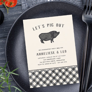 Let's Pig Out Summer BBQ Engagement Party Invitation