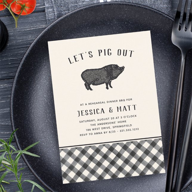 Let's Pig Out | Summer BBQ Rehearsal Dinner Invitation (Creator Uploaded)