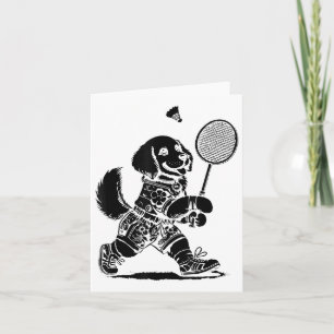 Lets Play Badminton Player Shuttle Racket Card